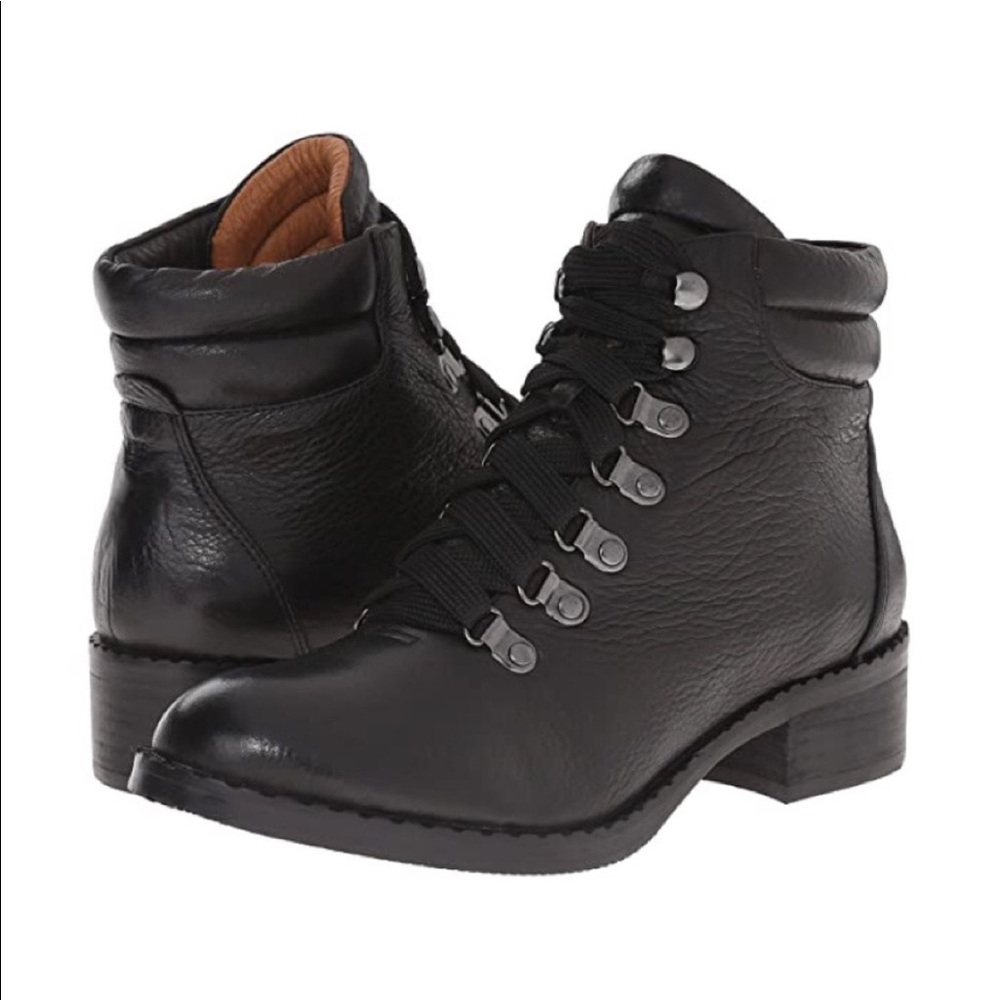 Gentle Souls Boots by Kenneth Cole Brooklyn Black Leather Combat Boot